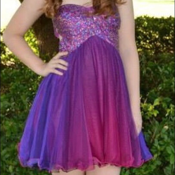 short purple prom dress